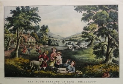 Currier & Ives, Childhood The Season of Joy, 1949 Wall Calendar Print