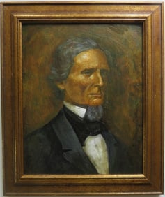 Portrait of President Jefferson Davis, Vintage Original Painting, Framed