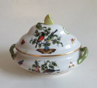 Herend Rothschild Birds Small Porcelain Tureen with Lid, 20th Century