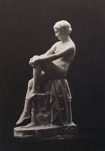 Anatole Marquet de Vasselot, Chloe, Antique Photogravure, Goupil 1881: "Chloe" a genuine photogravure after the sculpture by Anatole Marquet de Vasselot, engraved and etched by Goupil, 1881; printed on heavy stock paper; signed in plate "A.M. Vasselot, Sculpt." and