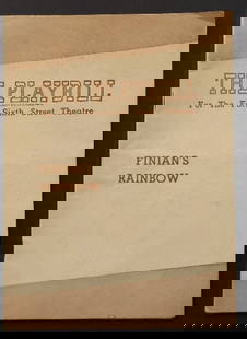 Broadway Theater Playbill, Finians Rainbow 1947, illustrated: Original Broadway Theater Playbill for the 46th Street Theater "Finian's Rainbow", A Broadway Musical, written by Fred Saidy and E.Y. Harburg, music by Burton Lane, directed by Bretaigne Windust. The