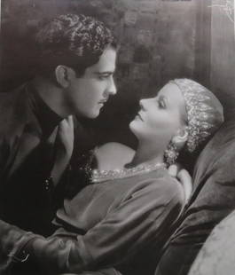 Greta Garbo & Conrad Nagel, Mysterious Lady, 1928 Large Movie Still 2, 1990s Print: Film Still 2: Greta Garbo and Conrad Nagel in a movie "The Mysterious Lady" (1928). High quality commercial lithographic print, 1990s, the surface is varnished, large format; c.9.1/2" x 11" [24cm x 28