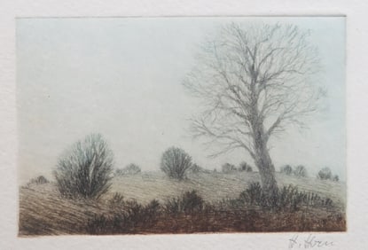Harry Horn, Mecklenburg Landscape, German Etching 1992 Signed