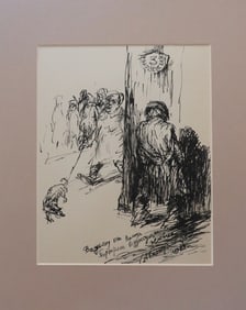 Vladimir Titov, Auto Portrait, Ink Drawing on Paper, Dated 1988