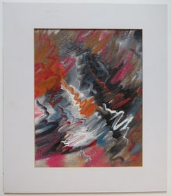 Victor Moreau, Movement 18, Abstract Acrylic Painting on Structured Paper, 1990s