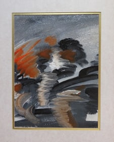 Victor Moreau, Movement 14, Abstract Acrylic Painting on Structured Paper, 1990s