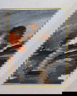 Victor Moreau, Movement 14, Abstract Acrylic Painting on Structured Paper, 1990s: "Movement 14", 1990s by Victor Moreau, abstract acrylic painting on structured paper, unsigned. The painting is c.15.1/2" x 11.1/2" [c.39.4cm x 29.2cm]; matted 20" x 16" [50.8cm x 40.6cm]; unframed,