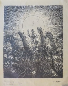 Ignaz Epper, Apollo, 1910s Swiss Expressionism, Ltd Ed. Signed Woodcut