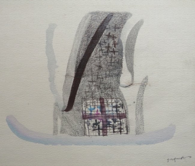 Irakli Parjiani, Georgia, 1989 Mixed Media on Paper, Signed: "Georgia", by Irakli Parjiani, abstract painting, mixed media on structured paper, 1989, signed, unframed. The Certification of Authenticity is included. The provenance of ownership, goes back to the 