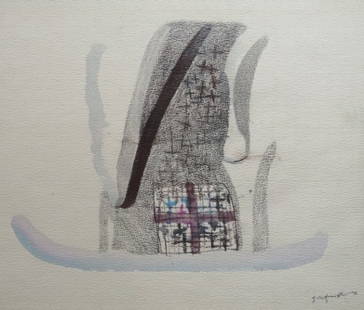 Irakli Parjiani, Georgia, 1989 Mixed Media on Paper, Signed: "Georgia", by Irakli Parjiani, abstract painting, mixed media on structured paper, 1989, signed, unframed. The Certification of Authenticity is included. The provenance of ownership, goes back to the