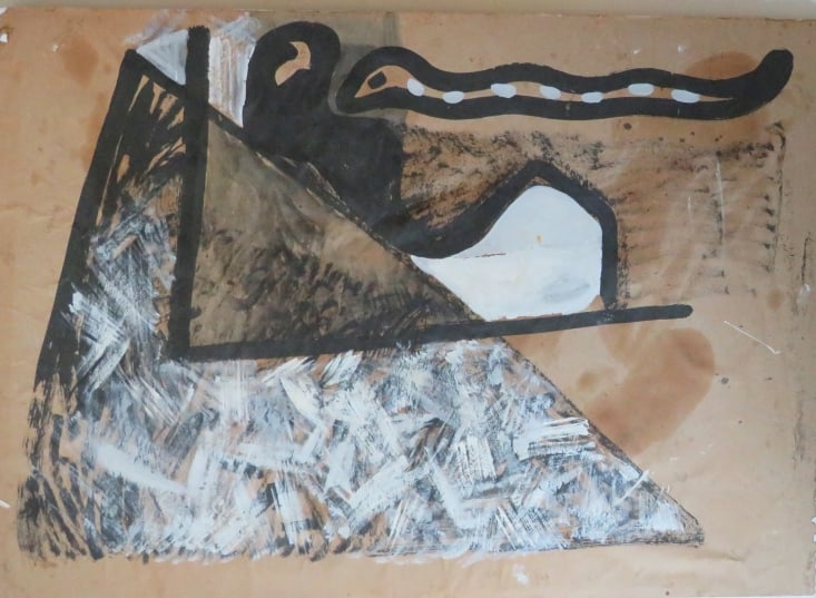 Irakli Parjiani, Abstract Composition, 1989, Mixed Media on Paper & Canvas (1 of 3)
