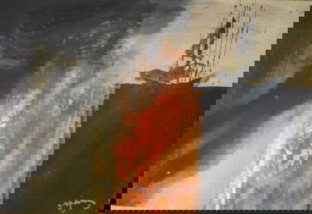 Irakli Parjiani, Odysseus, The Edge of Earth, 1989, Mixed Media on Paper, Signed: "Odysseus, The Edge of Earth", by Irakli Parjiani, 1989, painting, signed, mixed media, acrylic on heavy art paper; unframed. The Certification of Authenticity is included. The provenance of ownership