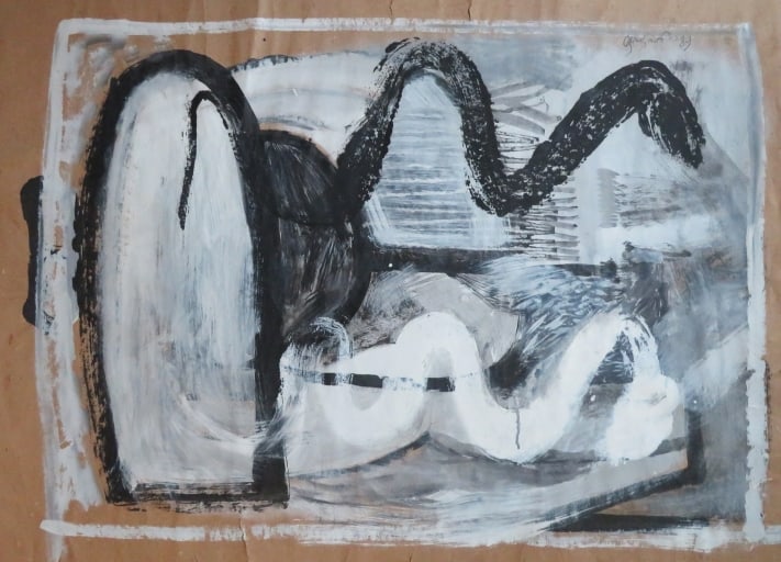 Irakli Parjiani, Untitled, 1989, Large Acrylic Painting on Paper, Signed (1 of 6)
