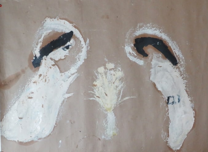 Irakli Parjiani, Annunciation, 1989, Large Oil Painting on Paper (1 of 4)