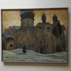 Joseph Kiblitsky, Morning Hour / Old Russia, Oil Painting on Canvas, Signed, 1963, Framed
