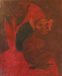 Sapient Paradox, Oil Painting on Canvas, Signed, 1970s, Framed: "Sapient Paradox" by Vadim Moroz, oil painting, varnished on stretched canvas, signed, 1970s, unframed. The picture is c. 19.3/4" x 23.3/4" [c.50.2cm x 60.3cm]; very good condition. Vadim Moroz is an