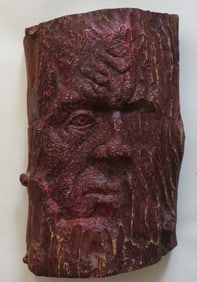The Face, Wood Spirit, Hand Carved Woodblock Sculpture