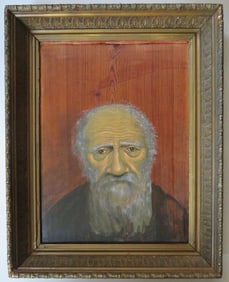 L.N. Graf Tolstoi, Oil Painting on Wood, Signed, 1993, Framed