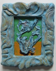 New Ideas, Surreal Painting Mixed Media, Framed, Signed, 1990s
