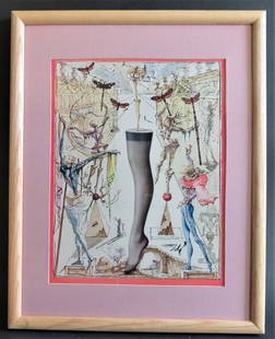 Salvador Dali, Beautiful Bryans Silk Stockings 1945, Litho, Ltd. Ed., Framed: "Beautiful Bryans" [from the Silk Stockings Series], by Salvador Dali (1904-1989), an authentic lithography from the "Art News Annual, Volume XLIV, Dec. 1945", limited edition which was published in t