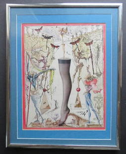 Salvador Dali, Beautiful Bryans Silk Stockings 1945, Litho, Ltd. Ed., Framed: "Beautiful Bryans" [from the Silk Stockings Series], by Salvador Dali (1904-1989), an authentic lithography from the "Art News Annual, Volume XLIV, Dec. 1945", limited edition which was published in t