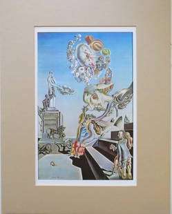Salvador Dali, Lugubrious Game, Vintage Litho Art Print 1979, Matted: "The Lugubrious Game" (or The Mournful Game), by Salvador Dali, 1929, vintage lithographic print Taschen 1979 after the original painting located in the private collection. The print is matted, unfram