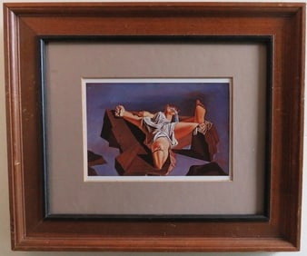 Salvador Dali,  Figure on the Rocks, Litho Art Print 1979, Framed