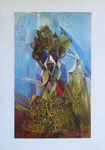 Max Ernst, Cocktail Drinker, Litho Art Print 1975: "Cocktail Drinker" by Max Ernst, 1945, vintage lithographic print from the portfolio published by Melzer, Darmstadt, Germany, 1975, after the original oil painting located in the collection of the