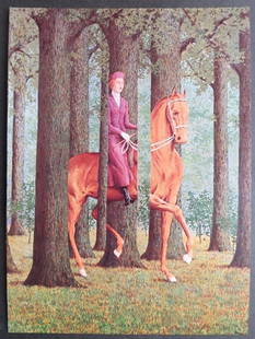 Rene Magritte, The Blank Signature, Litho Art Print 1985: "The Blank Signature" / "Le Blanc-Seing" (1965) by Rene Magritte, vintage lithographic print by Taschen 1985 after the original 1965' oil painting. The litho is c. 8.1/2" x 11.3/4" [21.6cm x 30cm]; no