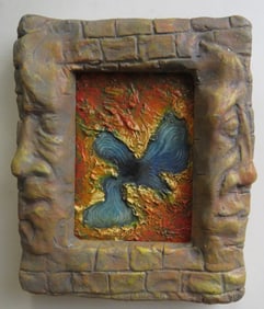 Energy of the Leaf, Abstract Painting Mixed Media, Signed, Framed, 1990s