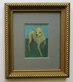 Victor Moreau, Dog Chihuahua, Acrylic Painting on Board, 1990s, Framed