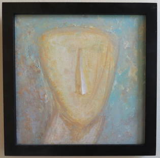Cycladic Claudia, Abstact Acrylic Painting on Canvas, Signed, 2000s, Framed: "Cycladic Claudia", by Vadim Moroz, abstract acrylic painting on stretched canvas, signed, 2000s, in wooden frame. The painting is 10" x 10" [25.3cm]; framed 11.1/8" x 11.1/8" [28.2cm], very good cond