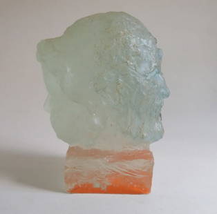 Mystery of Time, Solid Glass Sculpture, 2000s: "Mystery of Time" abstract, surreal solid heavy glass sculpture, unsigned, c.2000s. The sculpture is c.6.1/2" [15.5cm] tall, c.6" x c.5" [15.2cm x 12.7cm], very good condition. Rates vary per zone/ co