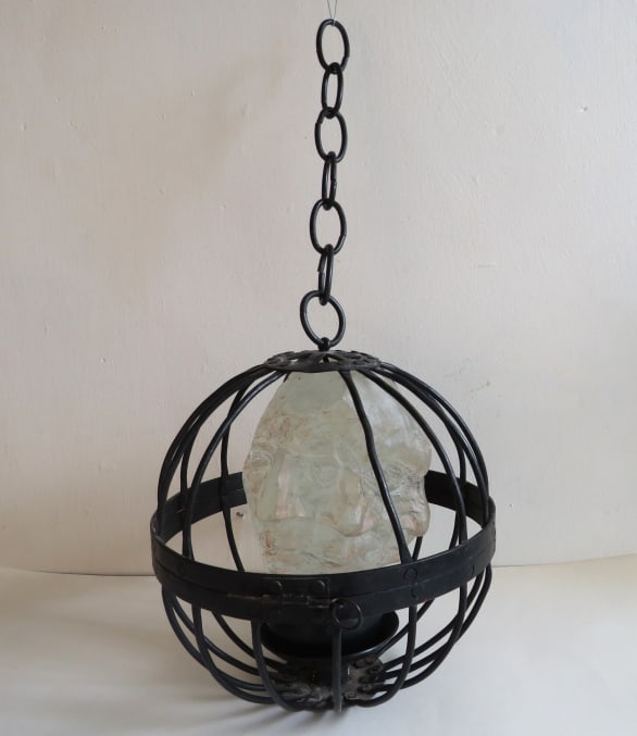 Time-Space, Mixed Media Art Installtion, Glass Sculpture, Metal Cage, 2000s (1 of 16)