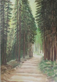 German Impressionist Landscape, Oil Painting on Board, 1970s