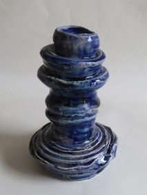 Abstract Ceramic Candle Holder, Art Pottery