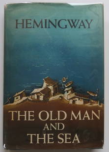 Ernest Hemingway, Old Man and the Sea, 1stEd. 2nd Print, 1952, Mourning DJ: "The Old Man and the Sea" by Ernest Hemingway, published by Charles Scribner's Sons, First Edition, 2nd printing. Lacking the letter 'A' on the copyright page, and no '1952' on the title page, otherwi
