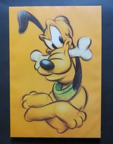 Walt Disney, Pluto, Be A Dog, Serigraph Painting on Canvas, Ltd Edition 1980s