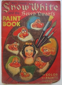 Walt Disney, Snow White & Seven Dwarfs, Paint Book, 1938, Whitman 1stEd. illustrated