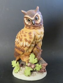 Antique Hand-Painted Porcelain Great Horned Owl 1930s Germany