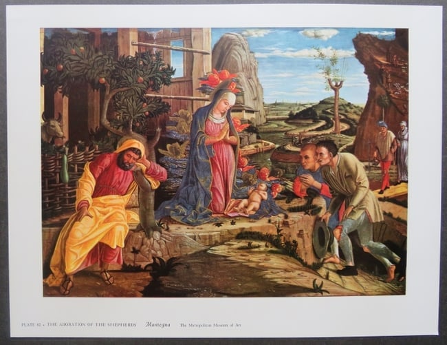 Andrea Mantegna, Adoration of the Shepherds, Litho Art Print 1950s (1 of 2)