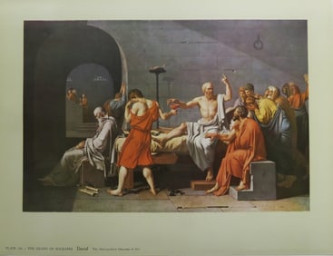 Jacques-Louis David, The Death of Socrates, Litho Art Print 1950s