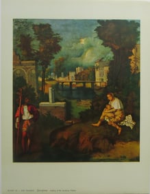 Giorgione, The Tempest, Litho Art Print 1950s