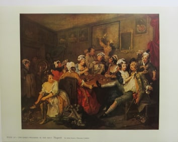 William Hogarth, The Rake's Progress III, The Orgy, Litho Art Print 1950s