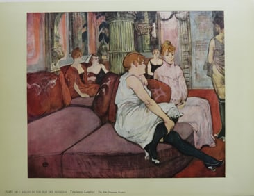 Henri de Toulouse-Lautrec, Salon in the Rue Des Moulins, Litho Art Print 1950s