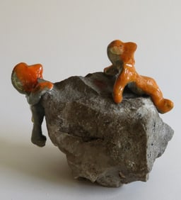 Victor Moreau, Sunshine, Sculptured Figurines on Stone with Herkimer Diamonds, 2000s