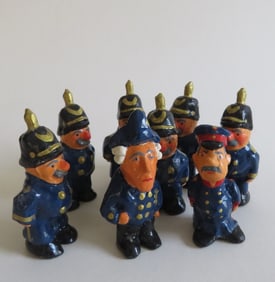 Lot 8 German Miniature Figurines, King Frederick II & Prussian Policemen, 1980s