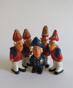 Lot 5 German Miniature Figurines, Prussian King Frederick II & His Guards, 1980s