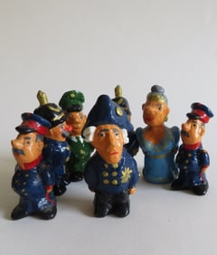 Lot 7 German Miniature Figurines, Prussian Policemen, King Frederick II & His Lady, 1980s