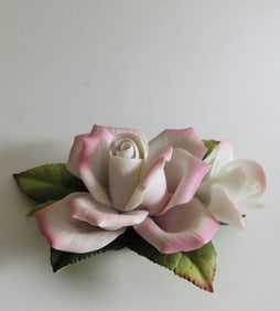 Dusty Rose, Capodimonte Style Porcelain Flower, Andrea by Sadek, 2000